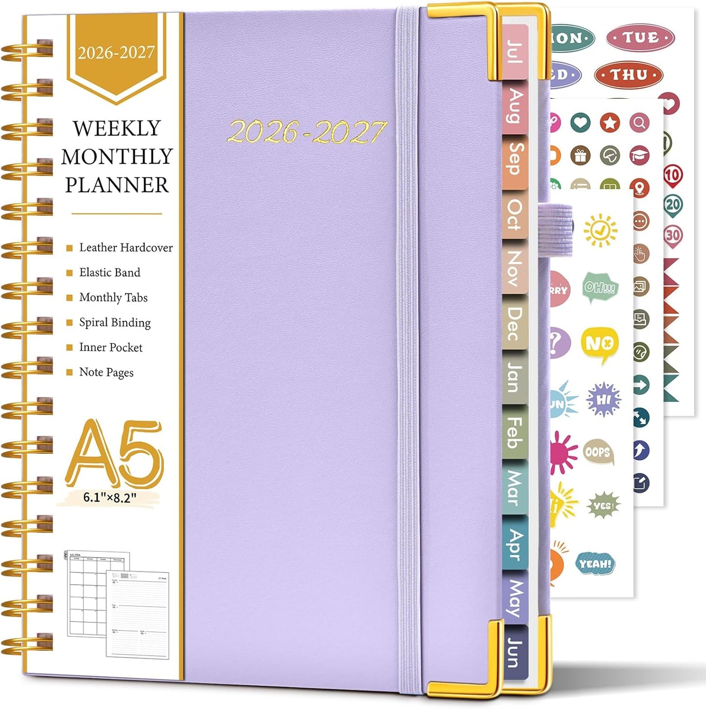 2026 Planner, Weekly and Monthly Calendar Planner from January 2026 - December 2026, 8.5" x 11" Hardcover Leather Hourly Appointment Book with Tabs, Spiral Daily Planners for School Work Home, Green