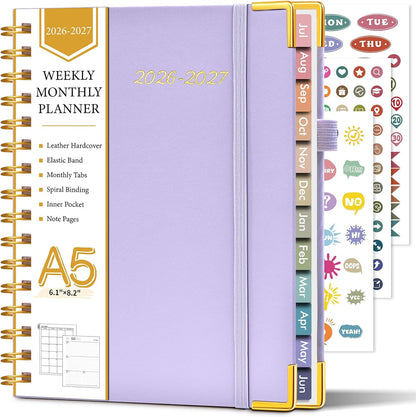 2026 Planner, Weekly and Monthly Calendar Planner from January 2026 - December 2026, 8.5" x 11" Hardcover Leather Hourly Appointment Book with Tabs, Spiral Daily Planners for School Work Home, Green