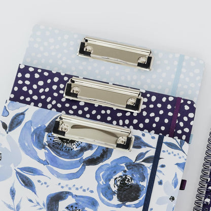 Steel Mill & Co Cute Clipboard Folio with Refillable Lined Notepad and Interior Storage Pocket, Floral Padfolio for Work, Garden Blooms Cream