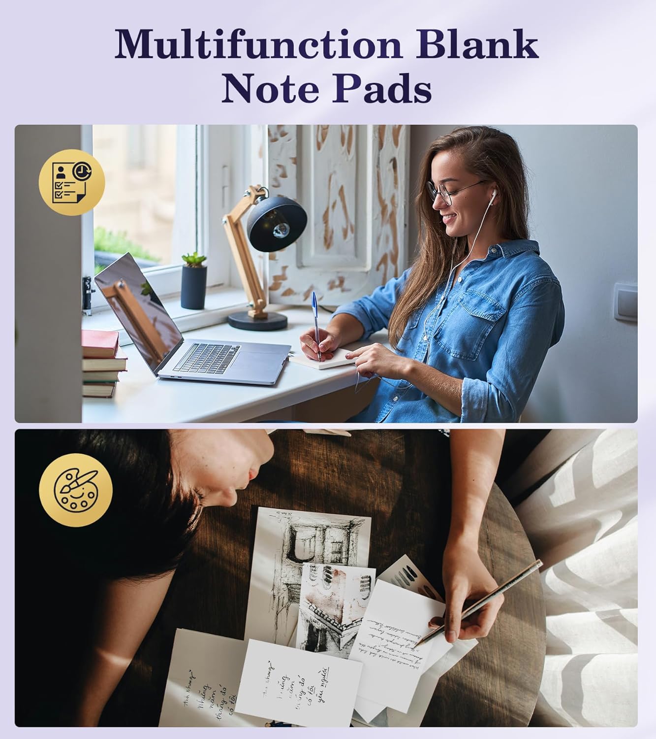 Notepads 3x5, 6 Pack Small Note Pads, Server Note Pad, Scratch Pads 3x5, Memo Pads White Paper, 50 Sheets per Blank Note pads 3''x5'', Small Writing Pads Pocket Notepads for Office School Home Supplies