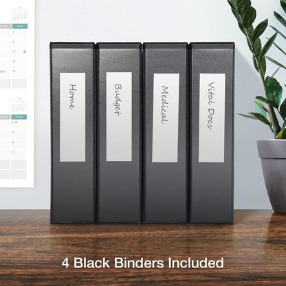 Oxford 3 Ring Binders, 0.5 inch ONE-Touch Easy Open D Rings, Durable Binders for School and Office, View Binder Covers, Xtralife Hinge, Non-Stick, PVC-Free, Black, Holds 125 Sheets, 6 PK (79901)