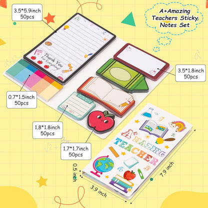 B1ykin Cute Sticky Notes Set - Stay Alive Skeleton Shaped Self-Stick Notes Pad, 550 Sheets Writing Memo Pages Sticky Notepad for Teacher Appreciation Gifts, School Office Supplies (Funny Skeleton) - Colors A