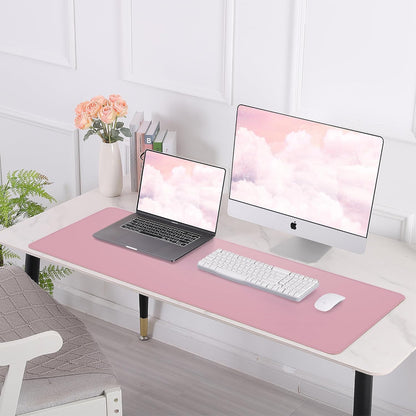Large Desk Mat 47.2" x 17" Leather Desk Pad Protector with Natural Cork & PU Leather, Non-Slip Office Desk Mat, Large Mouse Pad, Waterproof Desk Blotter pad for Office&Home(Black)