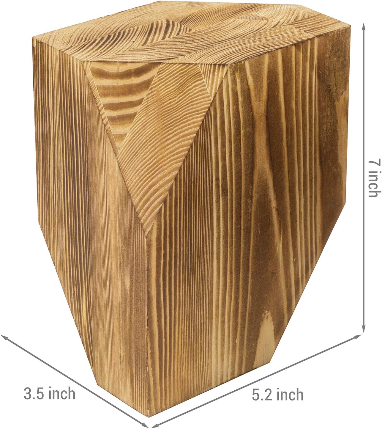 MyGift Brass Wood Decorative Bookends Triangular Design, Office Desk Wooden Book Ends, Book Stand for Shelves with Tone Ring Accent, Rustic Burnt
