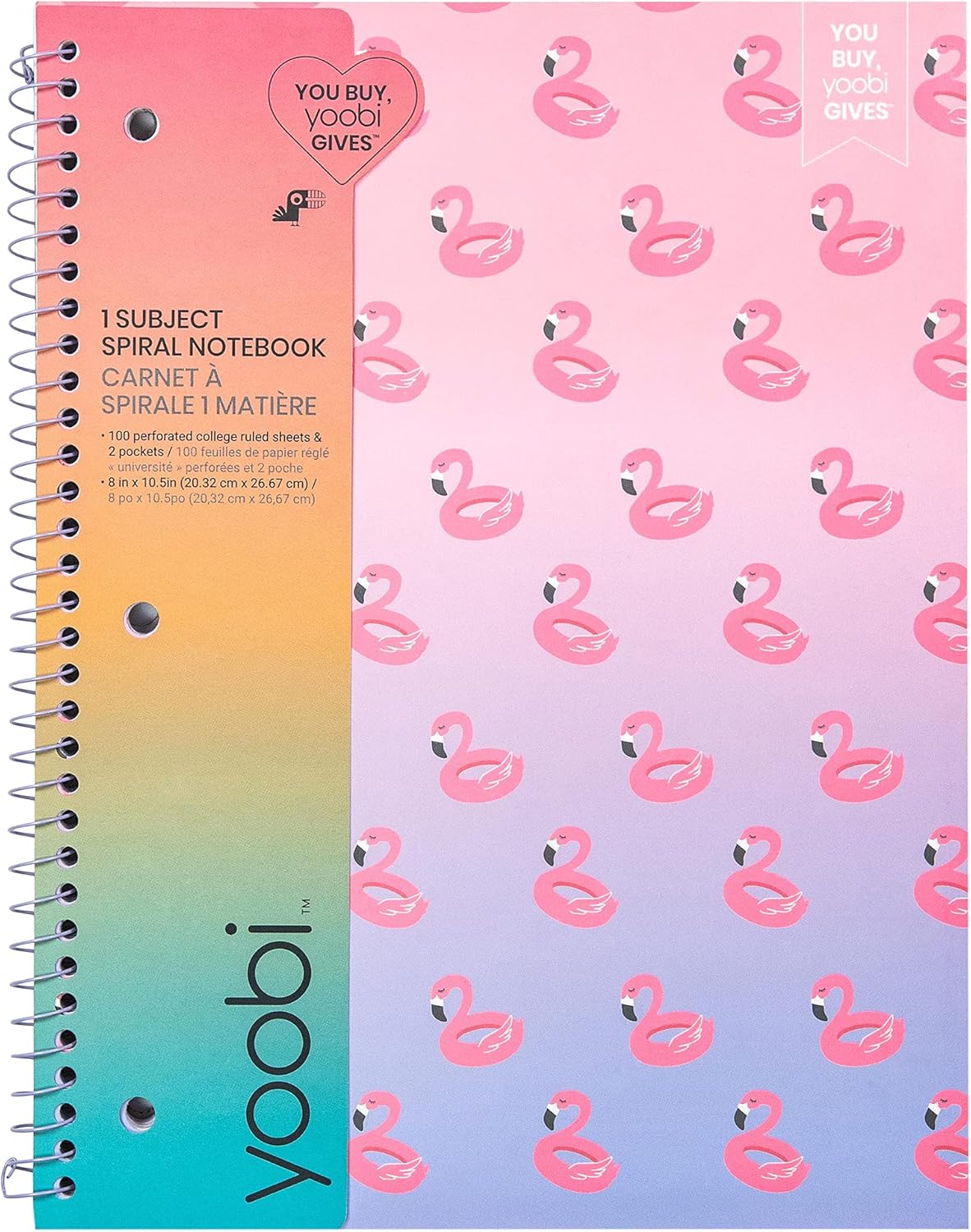 Yoobi College Ruled 8 x 10.5” Spiral Notebook Set – 3-Pack of 1 Subject Notebooks, Pink, Purple & Black Celestial Patterns – 150 Perforated 3-Hole Punched Sheets