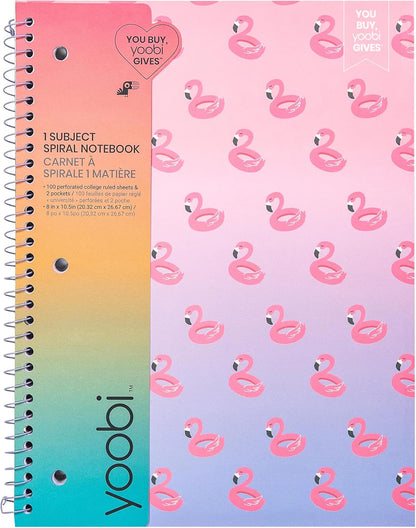 Yoobi College Ruled 8 x 10.5” Spiral Notebook Set – 3-Pack of 1 Subject Notebooks, Pink, Purple & Black Celestial Patterns – 150 Perforated 3-Hole Punched Sheets
