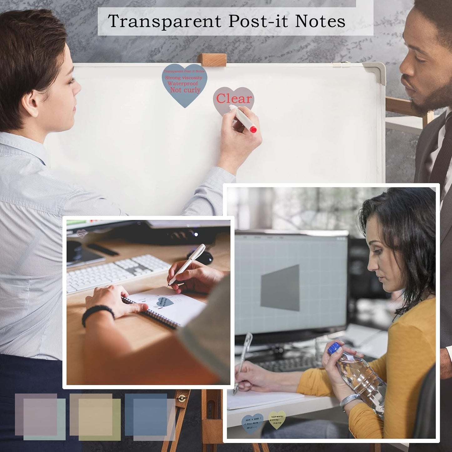 YOUDEFUL 1600pcs Translucent Sticky Note Tabs, Morandi Page Markers for Annotating Books,Repositionable Book Flags Tabs Strip with Binders, Clear Sticky Notes,Page Tabs,Index Tabs