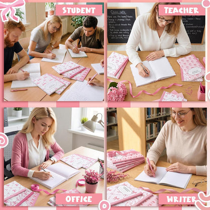 Fullhawl 6 Pcs Bow Composition Notebooks, Preppy Coquette Notebook College Ruled Journal, 110 Page, Cute Back to School Gift for Teacher, Student, First Day of Schooll(Pink,9-3/4 x 7-1/2")