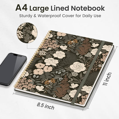 Taja Large Spiral Lined Journal for Women, 8.5" x 11" Notebooks for Work Collge Ruled, A4 Aesthetic Cute Journaling Notebooks for Writing, Plastic Cover, Celestial