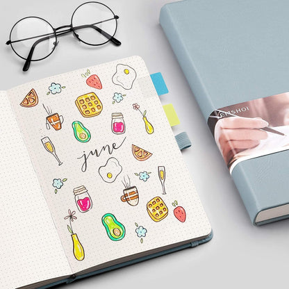 EMSHOI Graph Paper Notebook - 256 Pages A5 Graph Notebook/Journal, Hard Cover, 120gsm Thick Paper, Smooth PU Leather, Inner Pocket, 5.75'' × 8.38''-Black