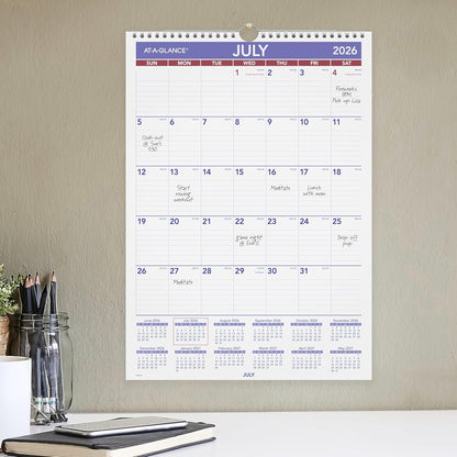 AT-A-GLANCE Wall Calendar 2026-2027 Planner, Academic 12-Month July-June, Monthly, 15-1/2" x 22-3/4", Ruled Daily Blocks (AY328)