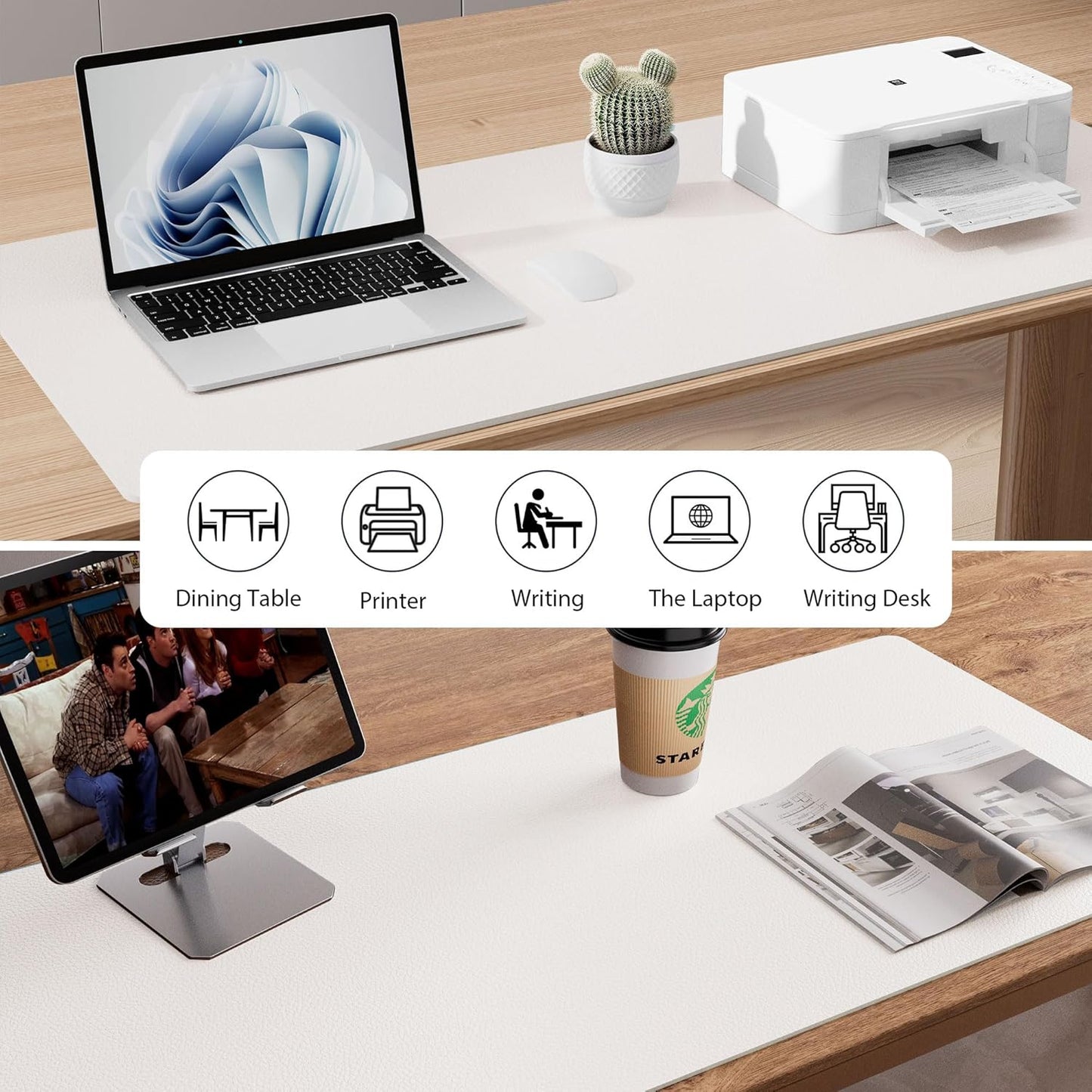 Aothia Leather Desk Pad Protector, Mouse Pad, Office Desk Mat, Non-Slip PU Leather Desk Blotter, Laptop Desk Pad, Waterproof Desk Writing Pad for Office and Home (Black,36" x 17") - Colors B