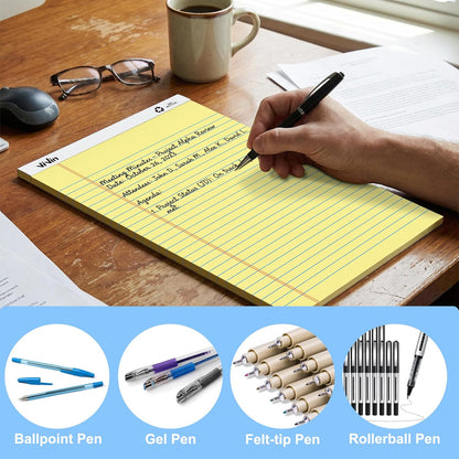 ViVin Legal Pads 8.5 x 11 Inch, Wide Ruled Note Pads, 12 Pack, 50 Sheet/Pad, Perforated Writing Pads, Notepads for Office Home School, 600 Sheets, White Paper