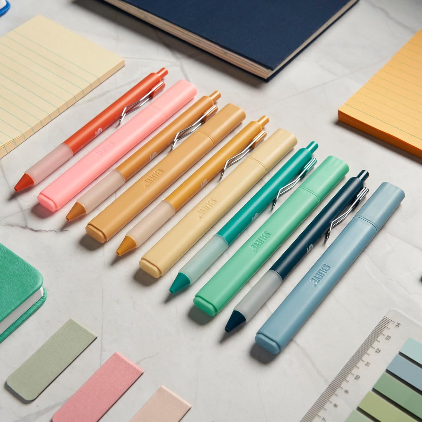 BLIEVE - Aesthetic Highlighters and Gel Pens With Soft Ink and Chisel Tip, Bible Highlighters and Pens No Bleed, Dry Fast Easy to Hold, for Bible Journaling Planner School Supplies (MORANDI)