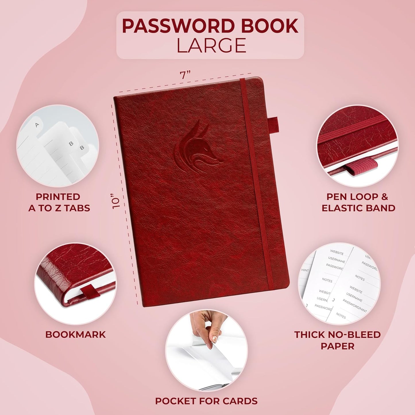 Clever Fox Password Book with alphabetical tabs. Internet Address Organizer Logbook. Small Pocket Password Keeper for Website Logins (Orange)