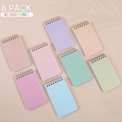 SKYDUE Small Notebooks, 3x5 Pocket Notepads with Aesthetic Covers, Mini Spiral Notebook with Lined Pages for Work Nursing School Essentials, Set Of 8
