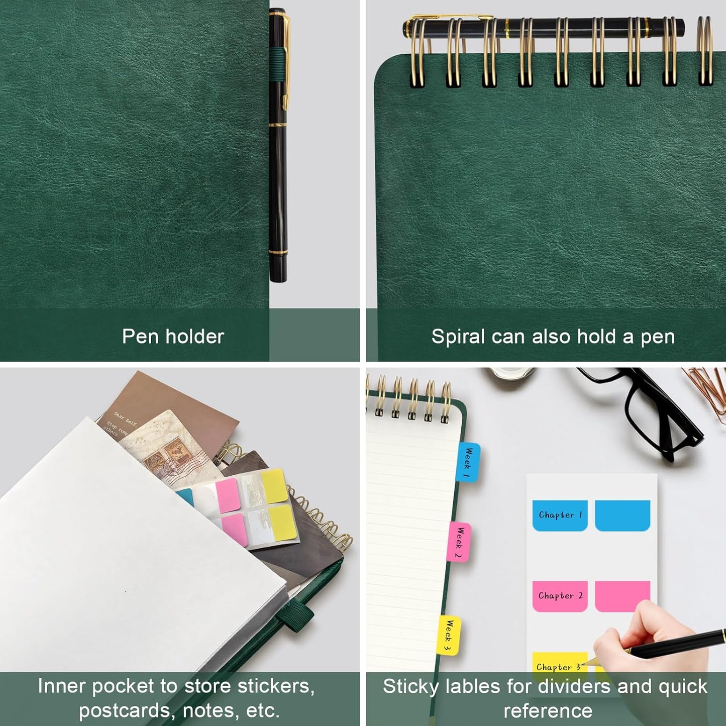 A5 Top Spiral Notebook, Large Leather Hardcover Top Bound Steno Pads, 240 Pages 100 gsm Thick Lined Paper Left Handed Notebook Journal for Work, School, Meeting Writing - Brown, 5.9" x 8.5"