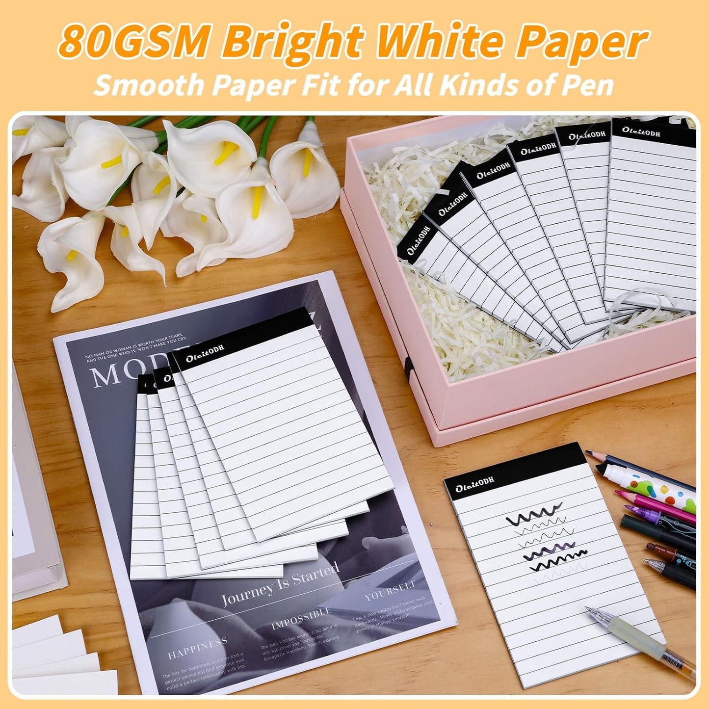 36 Pack Legal Pads Bulk, 5x8 Inch Rainbow Notepad, Note Pads Wide Ruled Perforated Memo Pad for Work Study Daily Note Taking List, Lined Writing Pads Memo Refills Notepads for Office Home School