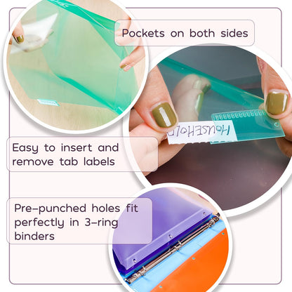 Mr. Pen- Binder Dividers with Pockets and Tabs, 1 Set, 8 Tabs/Set, Colorful, 3 Ring Binder Dividers with Tabs and Pockets on Both Sides