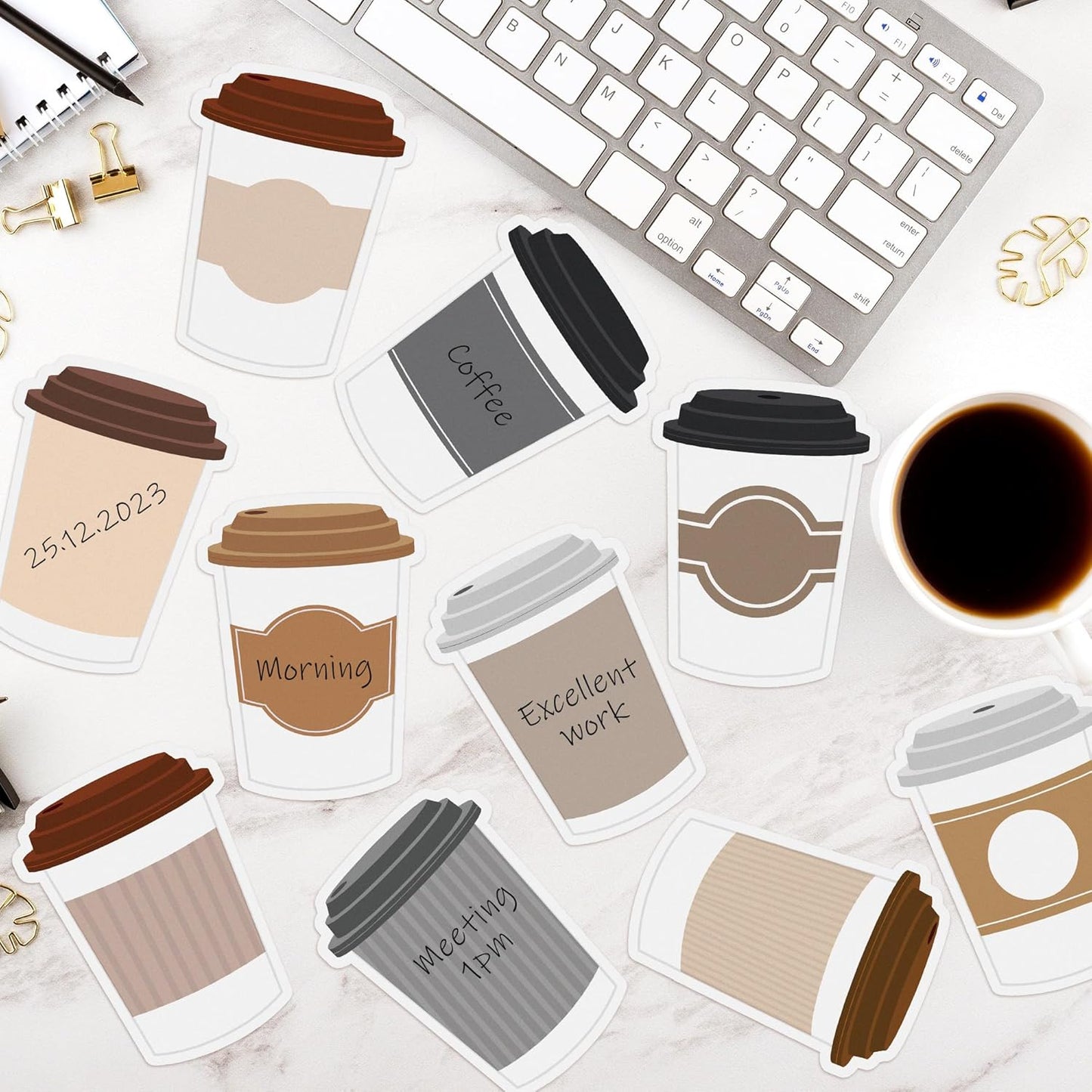 Xqumoi 30 Pack Teacher Sticky Notes - Funny Coffee Cup Self Sticky Notepads Writing Memo Pads for Teacher Appreciation Back to School Office Supplies Coffee Lover Gift Party Favors Goodies Bag Fillers