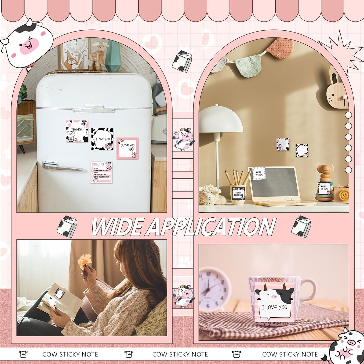 9 Pads Wildflower Sticky Notes 3x3 Inch Cute Self Stick Notepads Notes Adhesive Memo Pad Office Decor Gifts for Students School Teacher Meeting Office Supplies