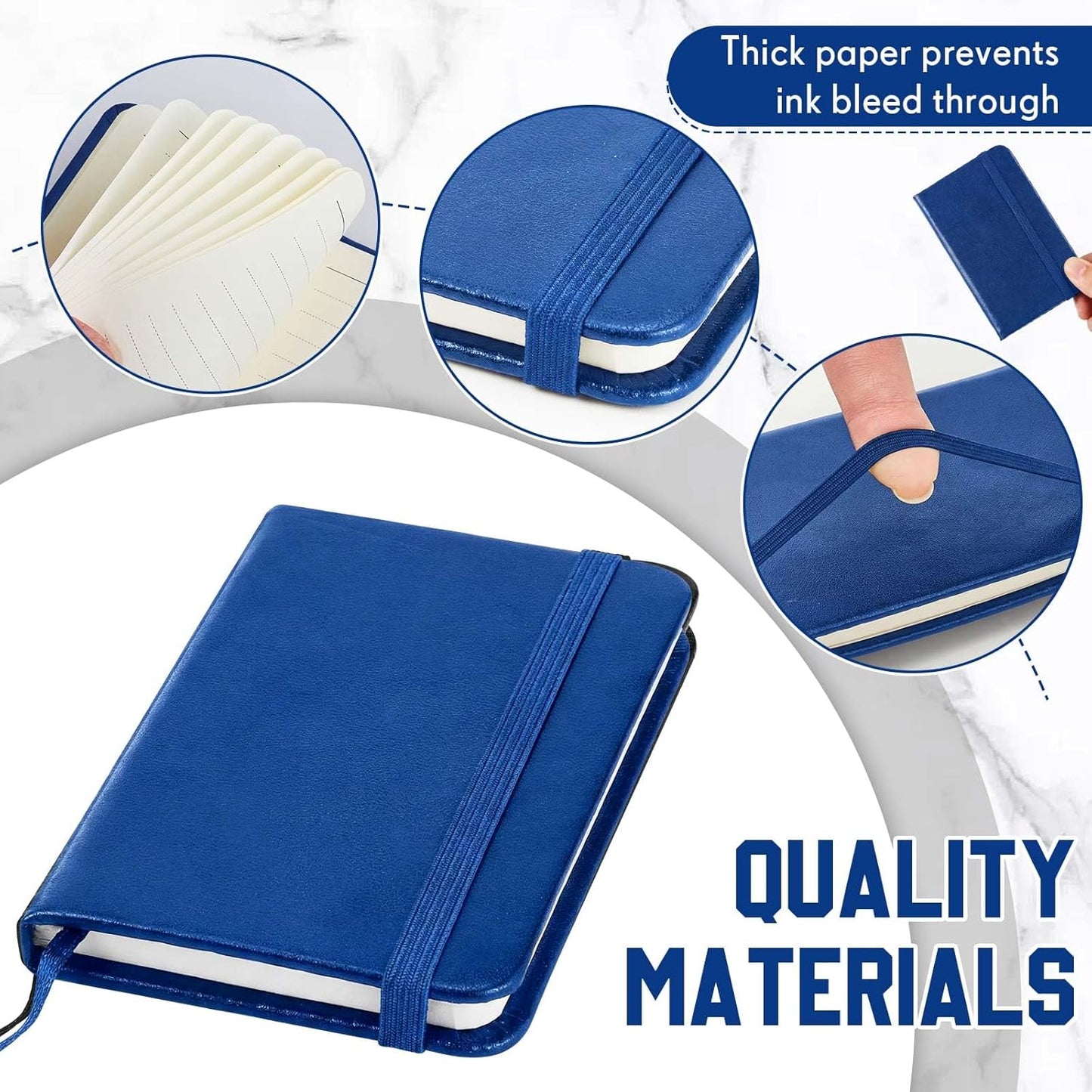 Qeeenar 10 Pcs Mini Black Brown Blue Leather Pocket Notebook Bulk, 4 x 2.5 Inch Small Journal Note Book, 50 Sheets Hardcover Tiny Notepad Lined for Office Home School Writing Supplies