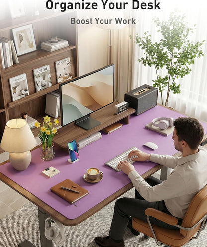 Aothia Leather Office Desk Pad Protector, Non-Slip PU Leather Desk Blotter, Waterproof Laptop Writing Mouse Pad for Office and Home, Black, 31.5" x 15.7" - Colors A