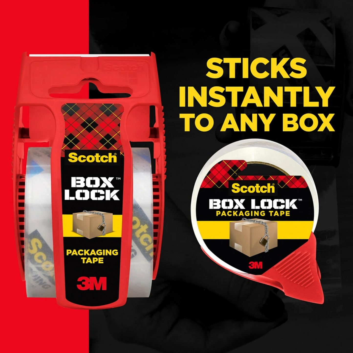 Scotch Box Lock Packing Tape, Clear, Extreme Grip Box Packaging Tape for Shipping and Mailing, 1.88 in x 54.6 yd, 6 Rolls