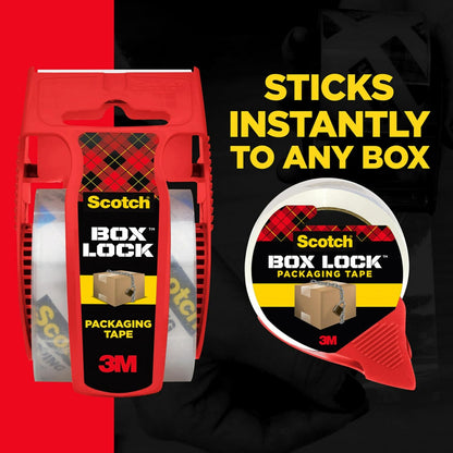 Scotch Box Lock Packing Tape, Clear, Extreme Grip Box Packaging Tape for Shipping and Mailing, 1.88 in x 54.6 yd, 6 Rolls