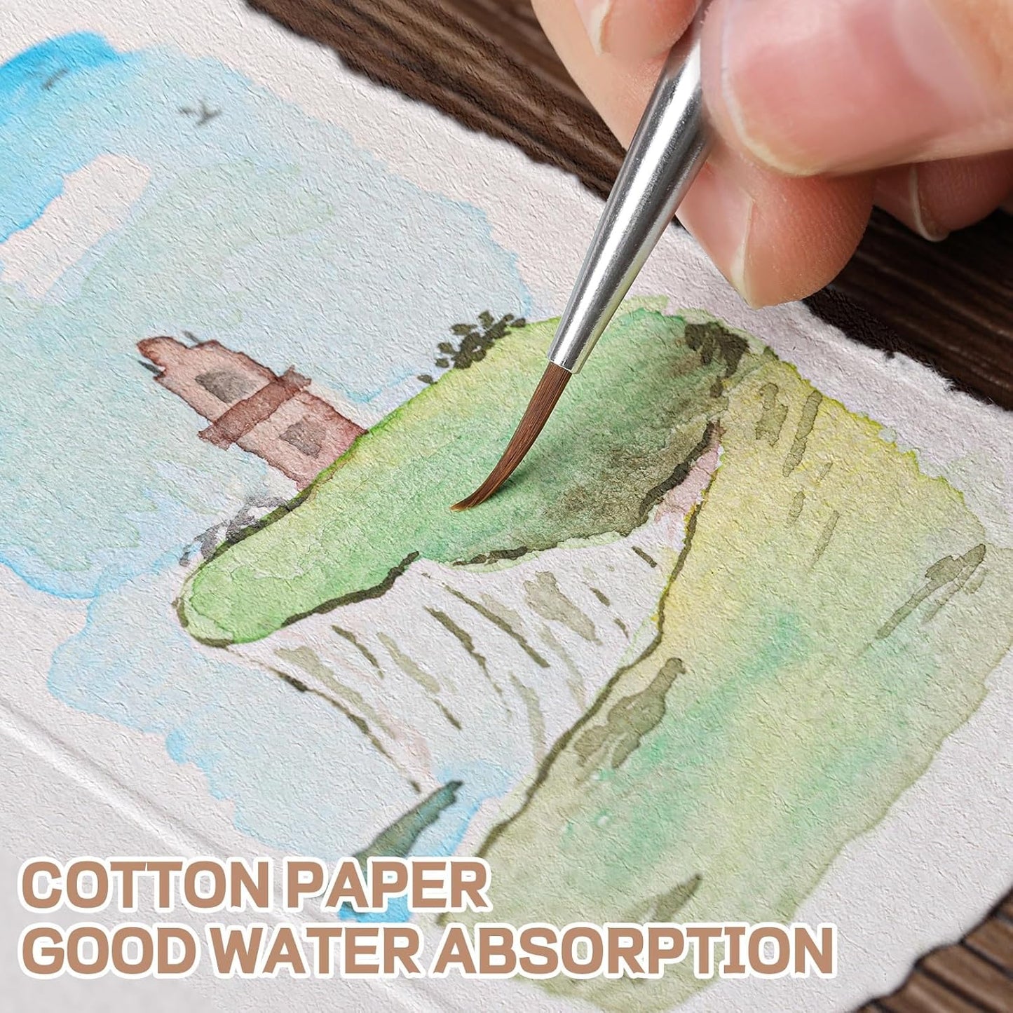 Prudiut 25 Sheets Cotton Watercolor Paper, 300 GSM Deckled Edge, 5 x 7 inch, Rough/Textured, White, for Watercolors, Wedding Invitations, Cards, Crafts