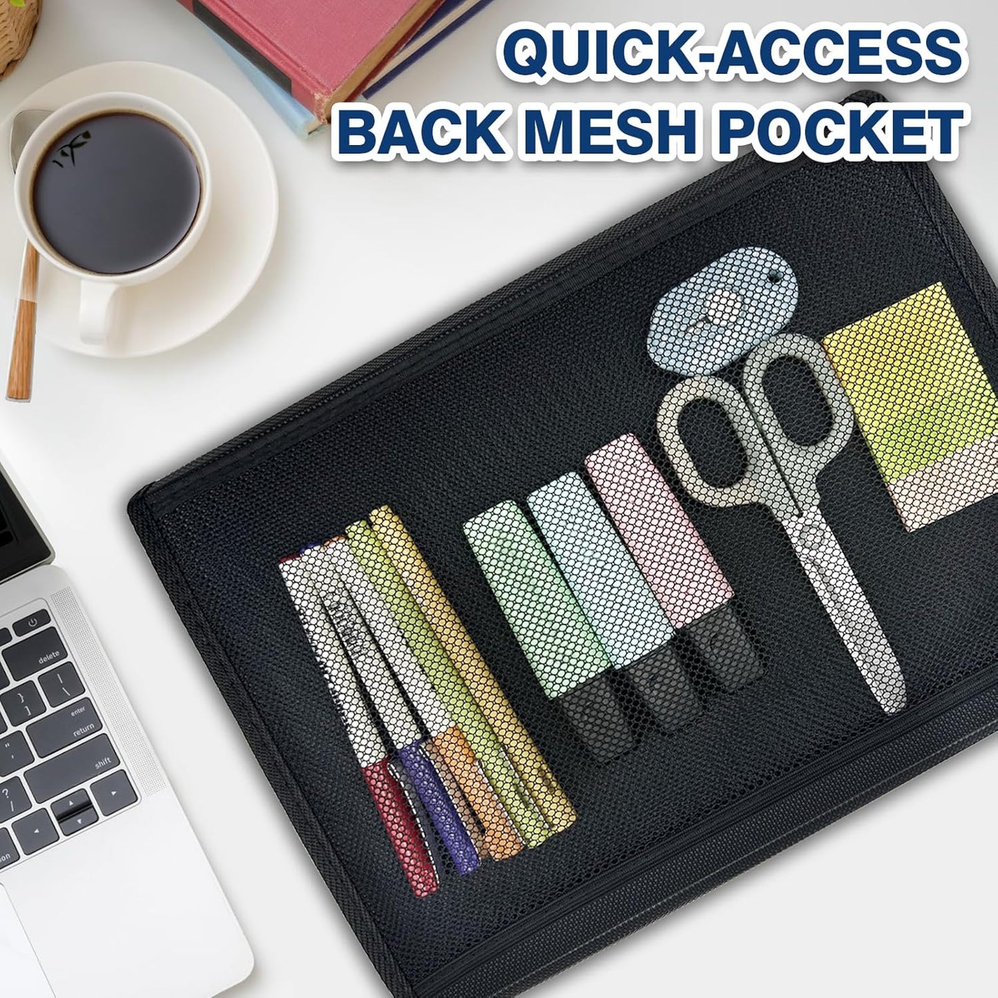 H4D 13-Pocket Accordion File Organizer with Mesh Pocket, Expanding File Folder with Tabs, Expandable Document Organizer for Home Office School, Letter Size, Teal