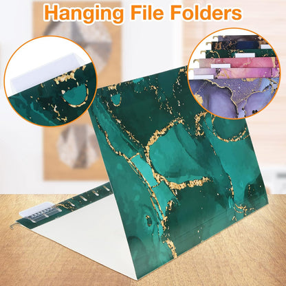 30 Pcs Hanging File Folder File Cabinet Organizer Letter Sized Hanging Folders and Interior Decorative Filing Folders with 1/5 Adjustable Cut Tabs for Desk Cabinet, 6 Styles