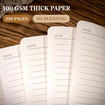 CAGIE Bullet Dotted Journal Notebook 320 Pages 100 GSM Paper Hardcover A5 Dot Grid Notebook Leather Journals for Writing Women Men Work Journaling, Green