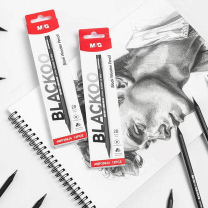 M&G Wood-Cased 2B Pencils, 24 Pack Pre-Sharpened Pencils with Top Erasers, Bulk Black Pencils for School Teacher Supplies, Writing, Drawing and Sketching