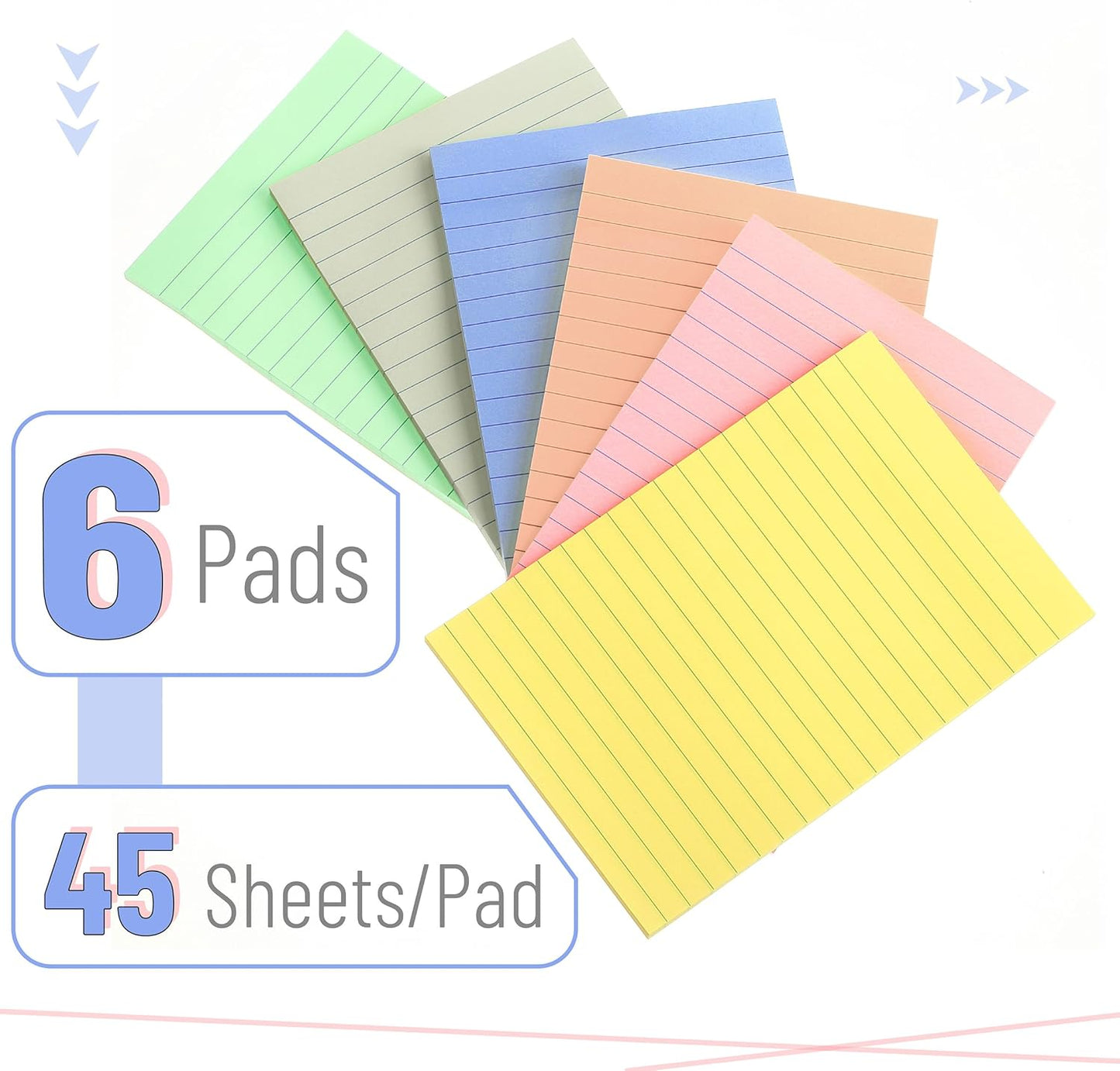 Mr. Pen- Lined Sticky Notes, 3" x 3", 12 Pads, 60 Sheets/Pad, Morandi Color, Bulk Sticky Notes with Lines, Ruled Post Stickies, Memo Pads, Self-Stick Note Pad for Office, School, Home, Study