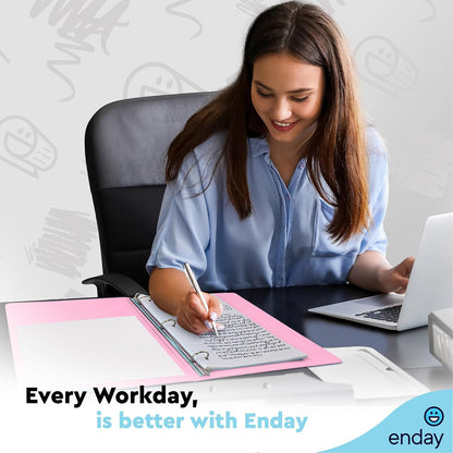 Enday 1.5 Inch Binder, Green - 1.5 Inch 3 Ring Binder, Round Ring Pastel with Clear View Cover for Letter Size 8.5 x 11'' Paper & 2 Inside Pockets, Ideal for School Supplies, Office, and Home