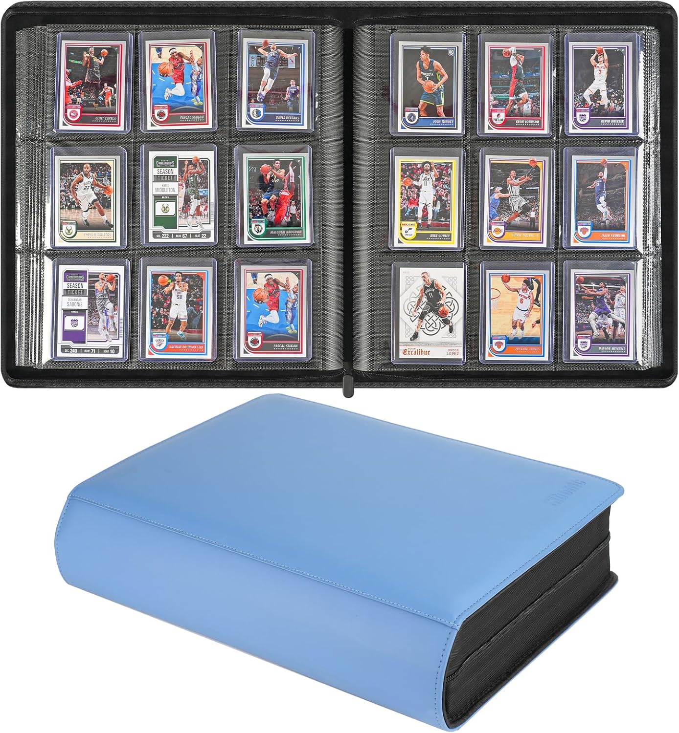9 Pocket TopLoader Binder, Holds 360 3”x4” Toploader Hard Cases, Sleeves Card Collection Binder, 20 Double Sided Pages, Compatible with Trading & Sports Holder - Black