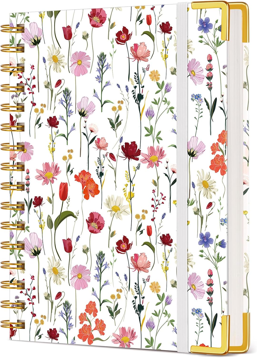 Cute Spiral Notebook Journal for Women, 200 Pages Lined Notebooks 8.5” x 11”, A4 Large Hardcover Spiral Journals with 100 GSM Thick Paper, College Ruled Notebook for Writing Work School, Orange Floral