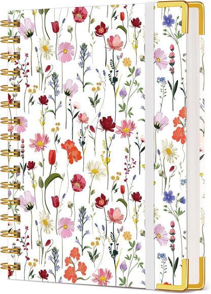 Cute Spiral Notebook Journal for Women, 200 Pages Lined Notebooks 8.5” x 11”, A4 Large Hardcover Spiral Journals with 100 GSM Thick Paper, College Ruled Notebook for Writing Work School, Orange Floral