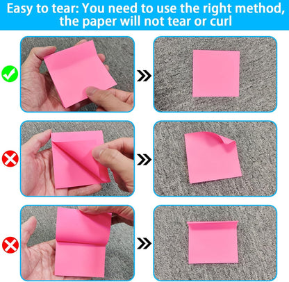 16 Pads Sticky Notes 3x3 Inches, Bright Colors Self-Stick Pads, Sticky Note Pads, Easy to Stick for Home, Office, Notebook