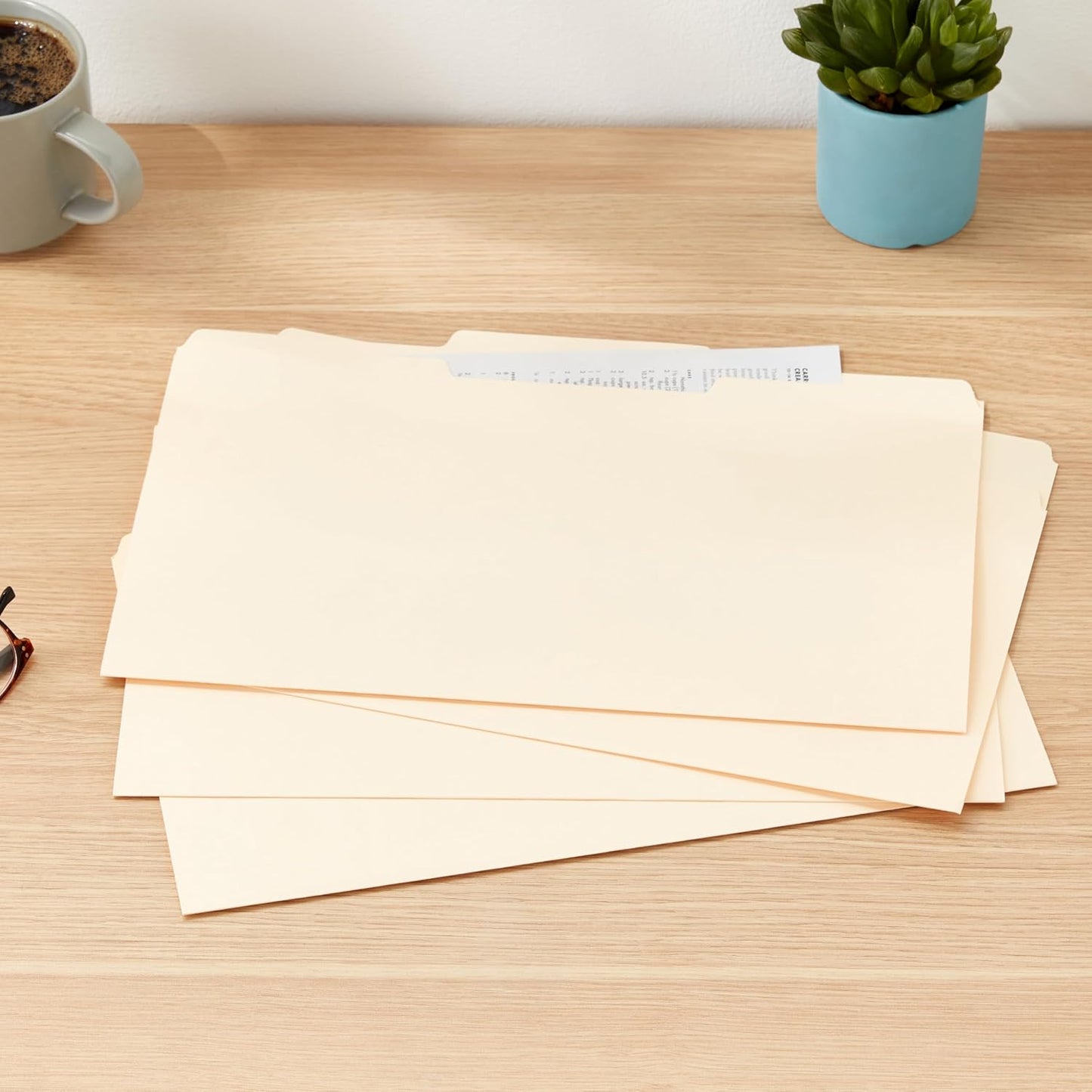 Amazon Basics Sturdy File Folders with Reinforced Tabs for Filing and Organization, 1/3-Cut Tab, Assorted Positions, Letter Size, 8.5x11 inches, Manila, 100-Pack