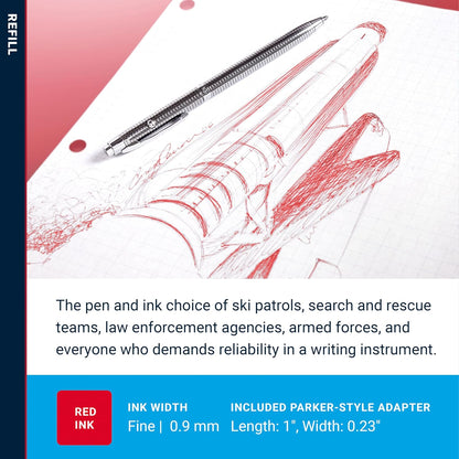 Fisher Space Pen Fine Point Pressurized Cartridge Refill, Red Ink, 2 Pack