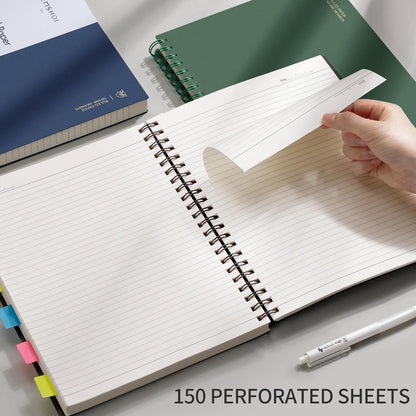EMSHOI A5 Spiral Notebook College Ruled Lined Journal, Small 5.7" X 8.22", 300 Pages/150 Sheets, 100gsm Thick Paper, Waterproof Hardcover, for Office School Women Men Work Writing Notes, Blue