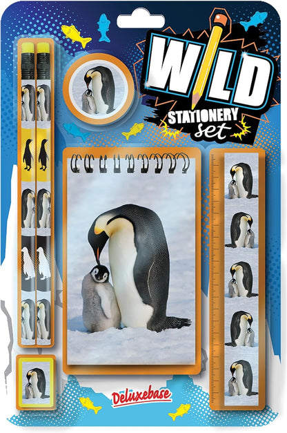 Deluxebase Wild Stationery Set - Dolphin from Animal Stationery Sets with 2 Pencils, Eraser, Pencil Sharpener, Ruler & Cute Notebook. Ideal Office Supplies, Desk Accessories & College Essentials.