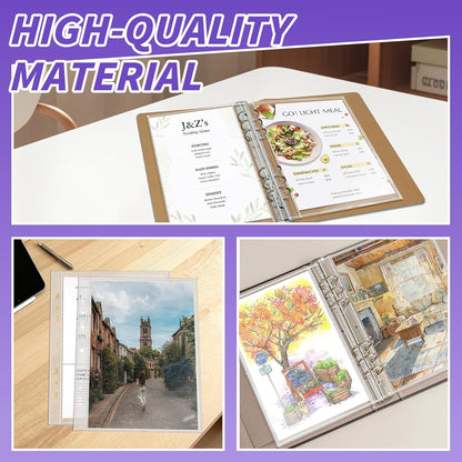 VOKOY 100 Pack 5.5x8.5 Inch Sheet Protectors for 3 or 6 Ring A5 Binder, Half Letter Size 7 Holes Mini Heavy-Duty Sheet Protector Sleeves Crystal Clear Playbill Binder Pockets