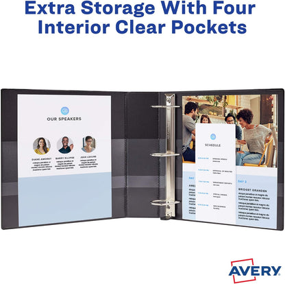 Avery TouchGuard Protection 3 Ring Binder, Customizable Cover, 1.5 Inch Slant Rings, 1 White Binder (17142)
