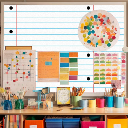 Drydiet Composition Notebook Bulletin Board Roll 1. 4 x 10 Ft/ 17 x 120 Inches, Peel and Stick Composition Classroom Decor, Back to School Black and White Bulletin Board Paper Background Waterproof