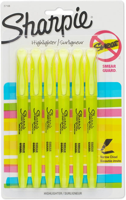 Sharpie 27108PP Accent Pocket Style Highlighter, Fluorescent Yellow, 6-Pack