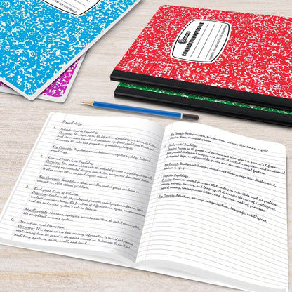 Rosmonde 50 Pack Bulk Composition Notebooks, College Ruled Notebook, 200 Pages (100 Sheets), 9-3/4 x 7-1/2", Hard Cover, Black Marble Composition Journal Book, Bulk Notebooks for School & College