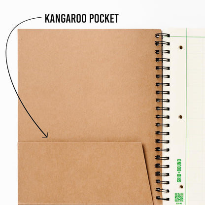 Grid+Bound Engineering Notebook, Spiral-Bound, 2 Pack, 8.5" x 11", Green Tint, Margin Front, 5x5 Graph Back, 150 Sheets per Notebook